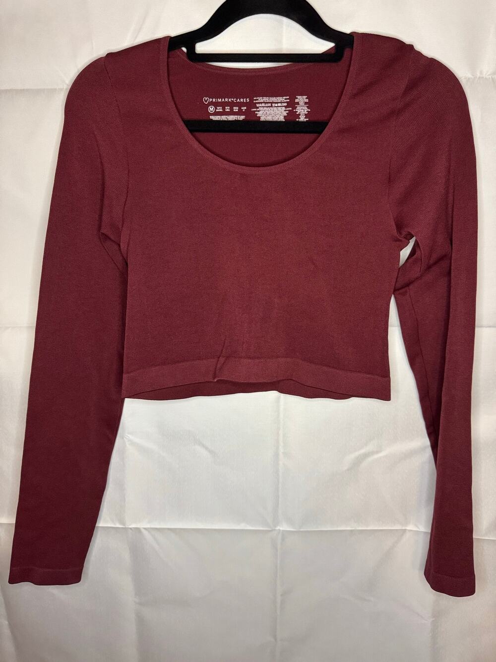 Primark Women’s M Maroon Athletic Long Sleeve Crop